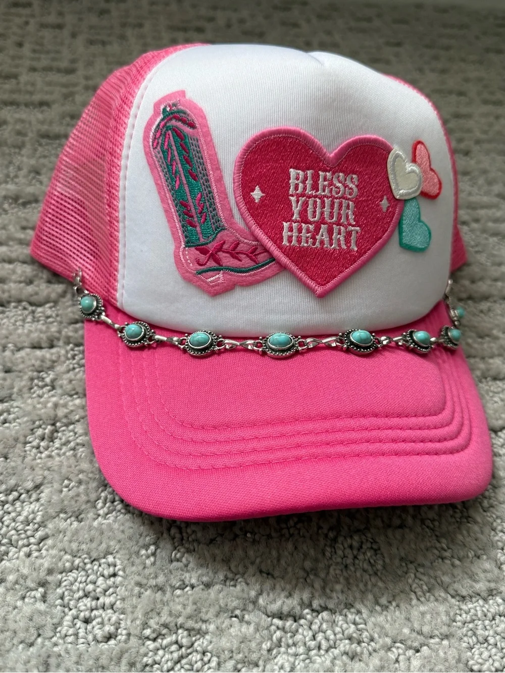 Pink western Trucker Hat mesh SnapBack